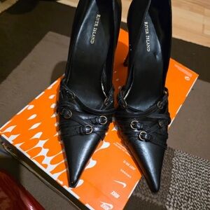 River Island Black Buckle Heels